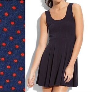 Blue Fit and Flare Mini Dress Sleeveless Scoop Neck